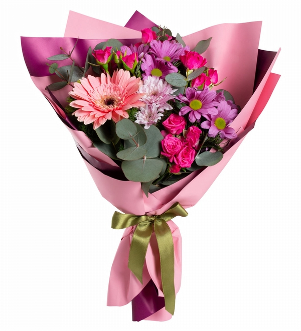 Pembe Papatya Çardak Gül ve Gerbera Buketi