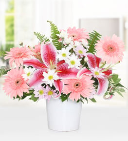 Beyaz Vazoda Lilyum Gerbera
