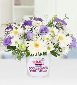 Nice Yıllara Gerbera ve Lisyantus Aranjmanı