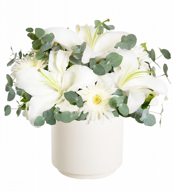 Polimer Saks�da Lilyum ve Gerbera Aranjman�