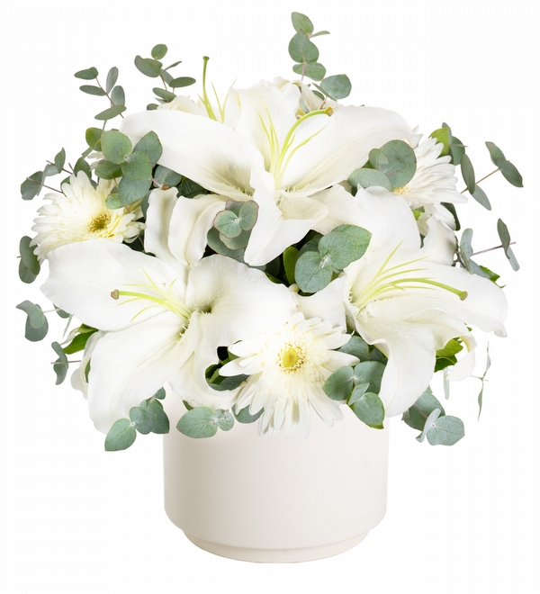 Polimer Saks�da Lilyum ve Gerbera Aranjman�