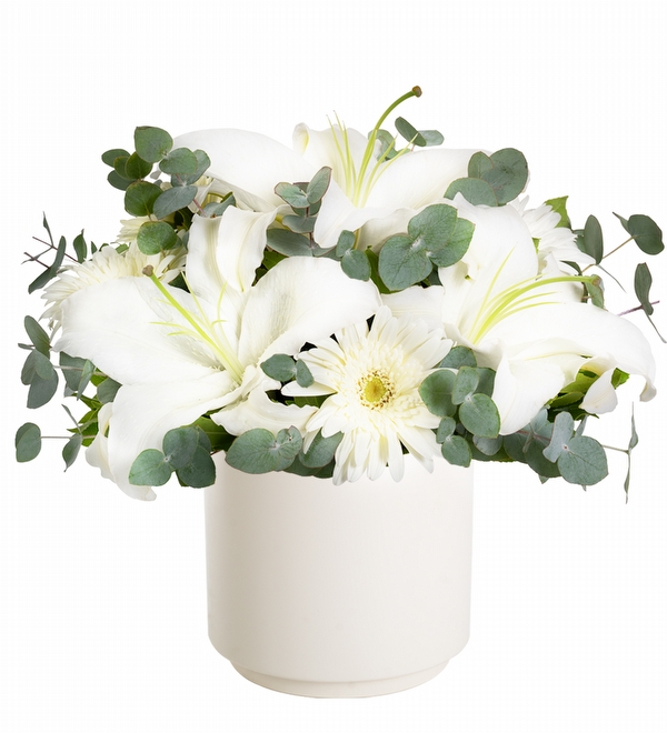 Polimer Saks�da Lilyum ve Gerbera Aranjman�