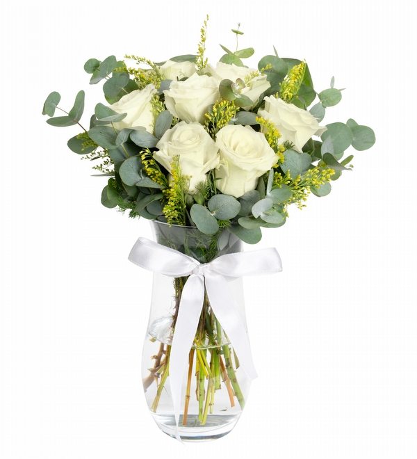 7 li Beyaz G�l Vazosu ve Soliler