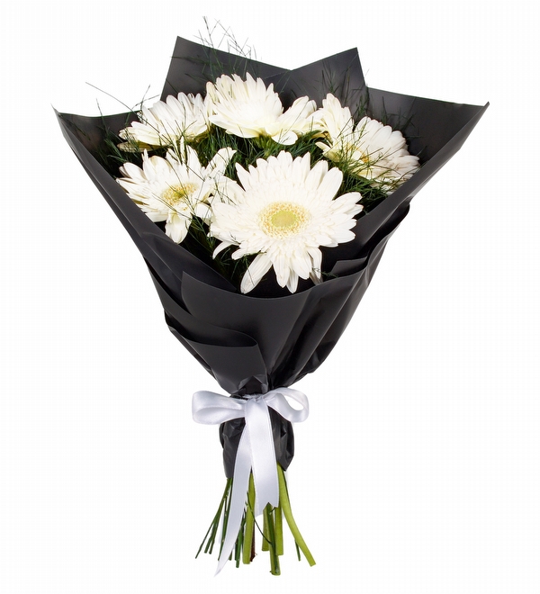 5 Adet Beyaz Gerbera Buketi