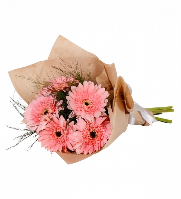 5 Adet Pembe Gerbera Demeti