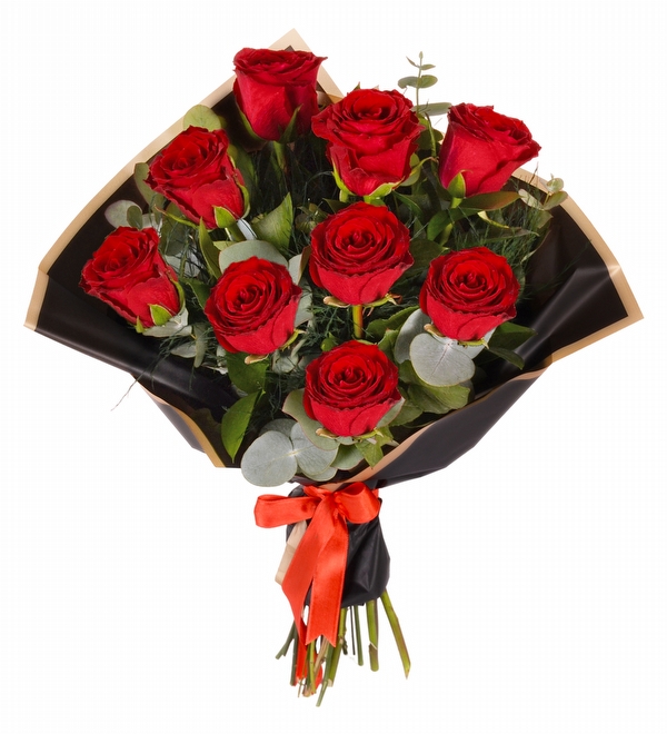 Siyah Ambalajl� 9 lu K�rm�z� G�l Demeti