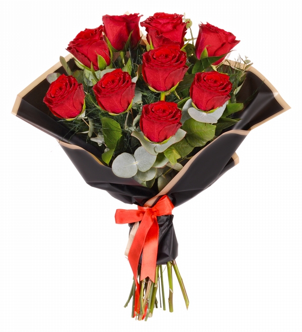 Siyah Ambalajl� 9 lu K�rm�z� G�l Demeti