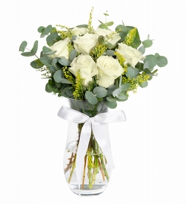 7 li Beyaz G�l Vazosu ve Soliler