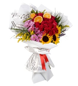Summer Love K�rm�z� G�l Ay�i�e�i Papatyalar