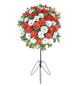 K�rm�z Beyaz Gerbera Ferforje Aranjman�